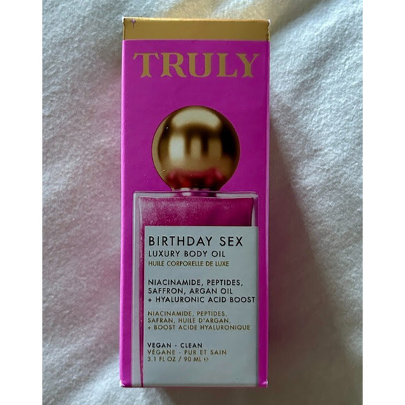 SEXY Truly Birthday Sex Luxury Body Oil Pink Shimmery Jasmine 3.1 oz SEALED - Picture 4 of 6